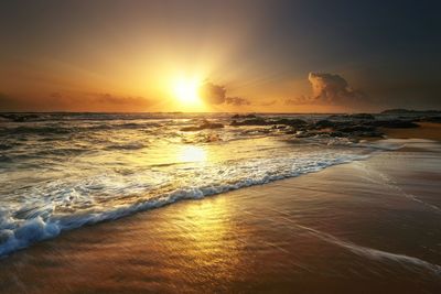 Scenic view of sea during sunset