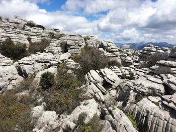 Scenic view of rock formation against sky