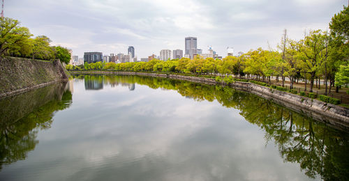 Reflection of buildings in water
