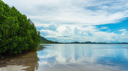 Scenic view of lake against sky