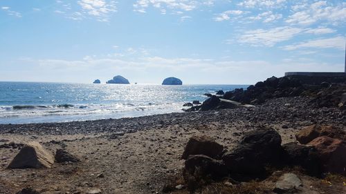 Scenic view of beach against sky