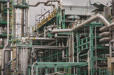 Low angle view of metal structure in factory