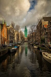 View of canal passing through city