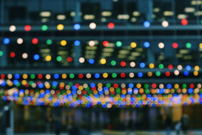 Defocused image of illuminated lights at night