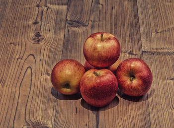 High angle view of apples on table