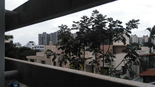 Buildings against clear sky