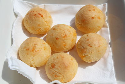 High angle view of bread in plate