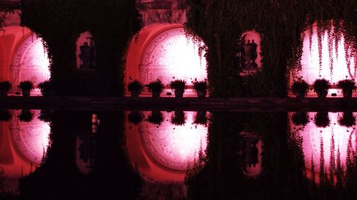 Reflection of illuminated lights in water