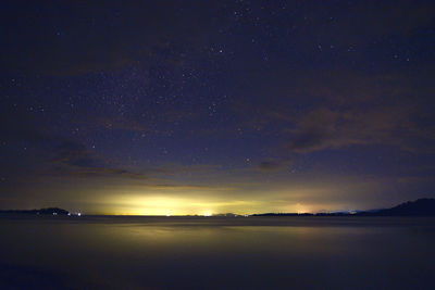 Scenic view of landscape against sky at night