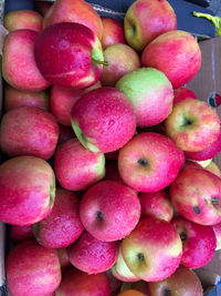 High angle view of apples for sale in market
