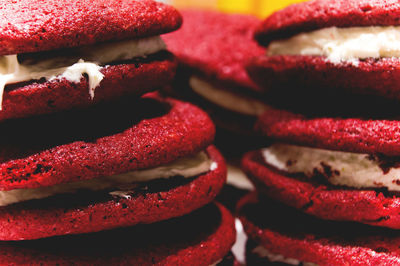 Full frame shot of stacked cookies