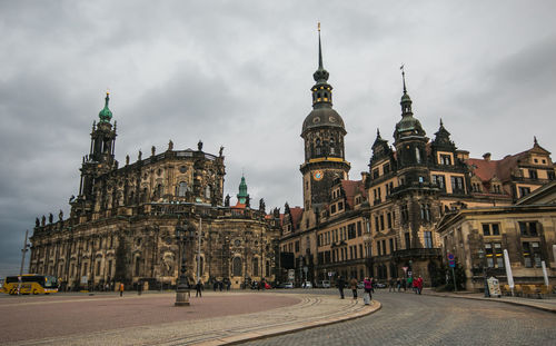 View of cathedral of the holy trinity or hofkirche and castle in the historic center of dresden