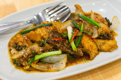 Close-up of meal served in plate