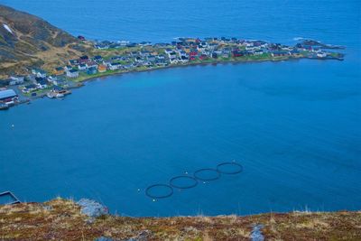 High angle view of heart shape on beach