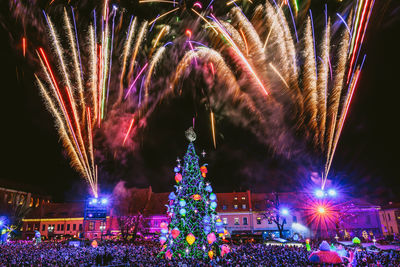 Firework display at night