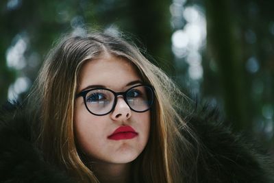 Close-up portrait of young woman