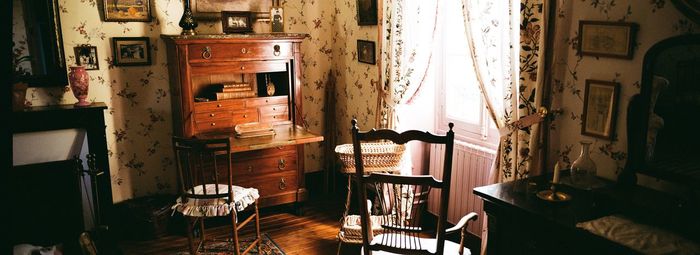 Empty chairs and table at home