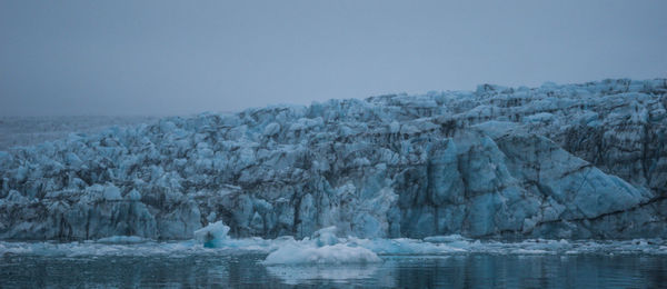 Scenic view of frozen sea against clear sky