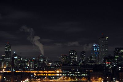 City lit up at night