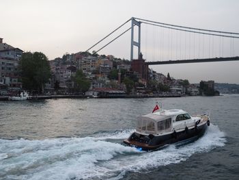 Boat sailing in river