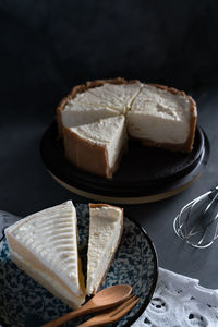 High angle view of dessert in plate on table