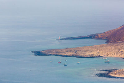 High angle view of sea against sky