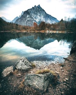 Reflection of mountain in lake