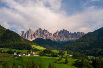 Scenic view of landscape against cloudy sky