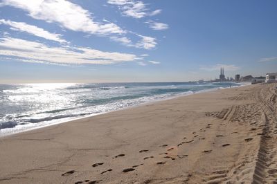 Scenic view of beach against sky