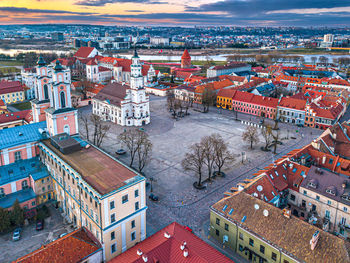 High angle view of buildings in city