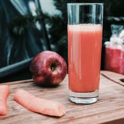 Close-up of drink on cutting board