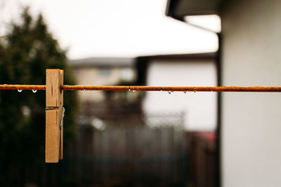 Single laundry peg on clothesline.