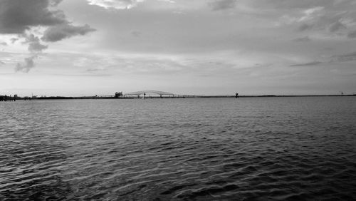 Scenic view of sea against cloudy sky