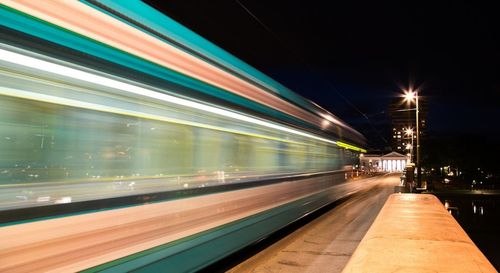 Blurred motion of train at night