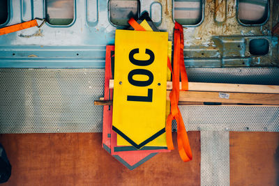 Close-up of road sign