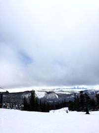 Scenic view of snow covered landscape against sky