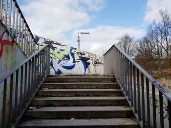 Low angle view of staircase against sky