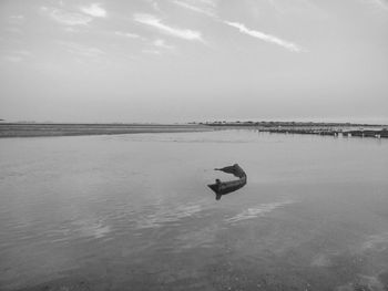 Boat sinking in river