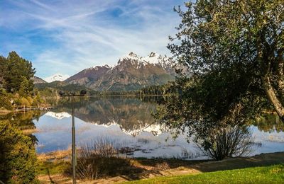 Scenic view of lake against sky