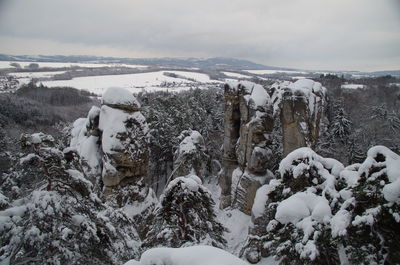 Scenic view of frozen landscape against sky