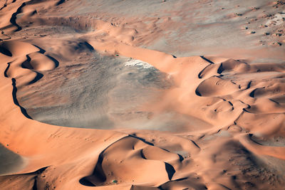 High angle view of sand dunes in desert