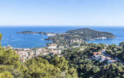 Aerial view of saint-jean-cap-ferrat with the blue sea and beautiful beaches