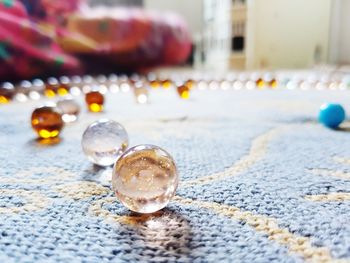 Close-up of beer on table