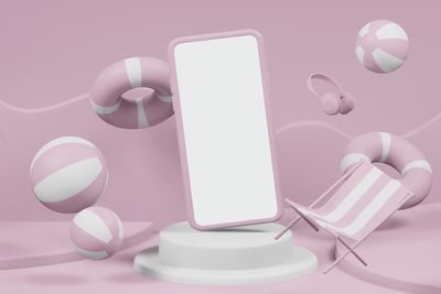 High angle view of mobile phone on table