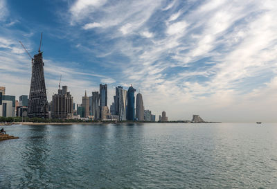 Morning view of doha city, qatar, middle east.