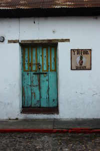 Closed door of building