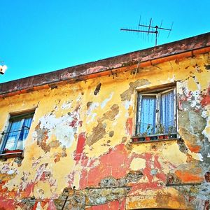 Exterior of house against clear blue sky