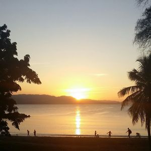 Scenic view of sea at sunset