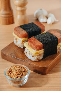 Close-up of food on table