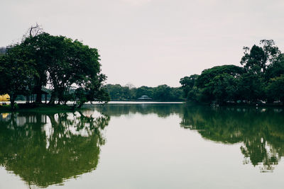 Scenic view of lake against clear sky